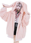 PSYNXX Bunny Ear Faux Fur Pink Oversized Jacket