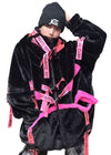 PSYNXX Cyberpunk Tech Faux Fur Black Pink Oversized Jacket