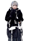 PSYNXX Cyberpunk Tech Faux Fur Black White Oversized Jacket