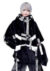 PSYNXX Cyberpunk Tech Faux Fur Black White Oversized Jacket