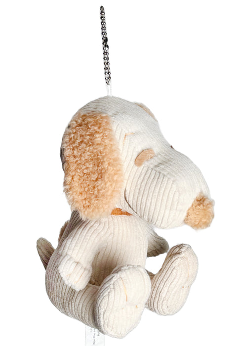 Peanuts Snoopy Beige Corduroy Plush Ball Chain Mascot Keychain