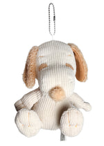 Peanuts Snoopy Beige Corduroy Plush Ball Chain Mascot Keychain