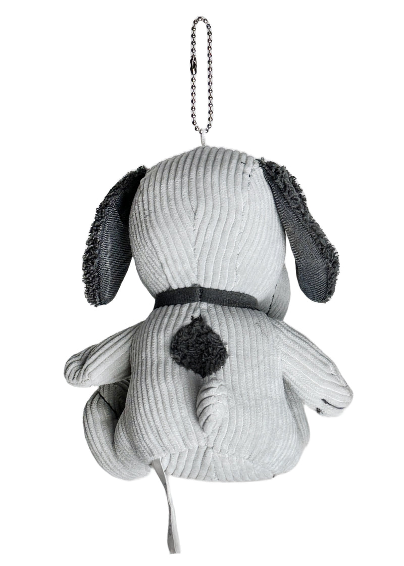 Peanuts Snoopy Grey Corduroy Plush Ball Chain Mascot Keychain