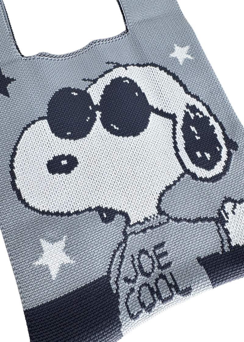 Peanuts Joe Cool Snoopy Knitted Baggu Grey Mini Tote