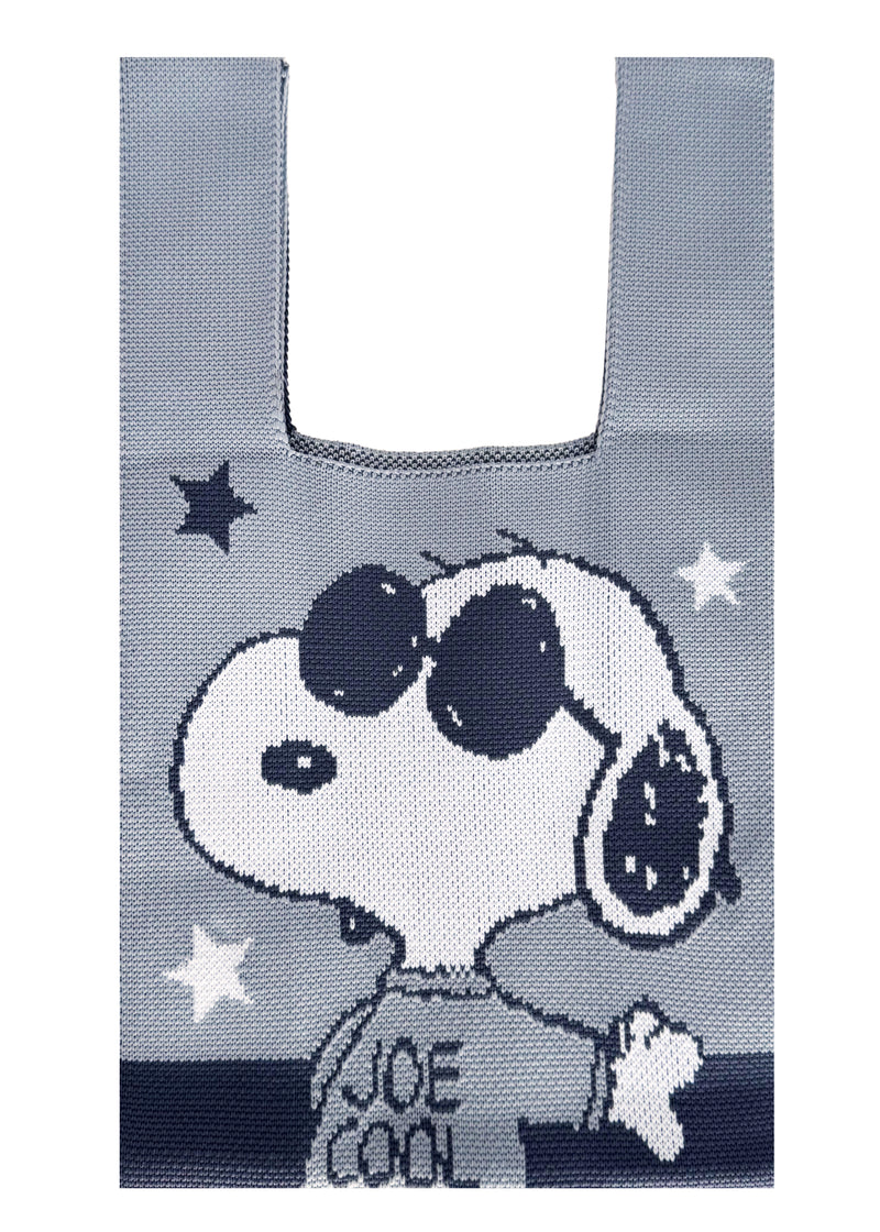 Peanuts Joe Cool Snoopy Knitted Baggu Grey Mini Tote