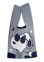 Peanuts Joe Cool Snoopy Knitted Baggu Grey Mini Tote
