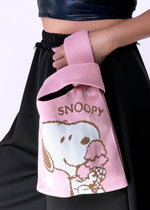 Peanuts Snoopy Loves Ice Cream Knitted Baggu Pink Mini Tote