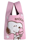 Peanuts Snoopy Loves Ice Cream Knitted Baggu Pink Mini Tote