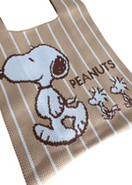 Peanuts Snoopy and Friend Knitted Baggu Brown Mini Tote