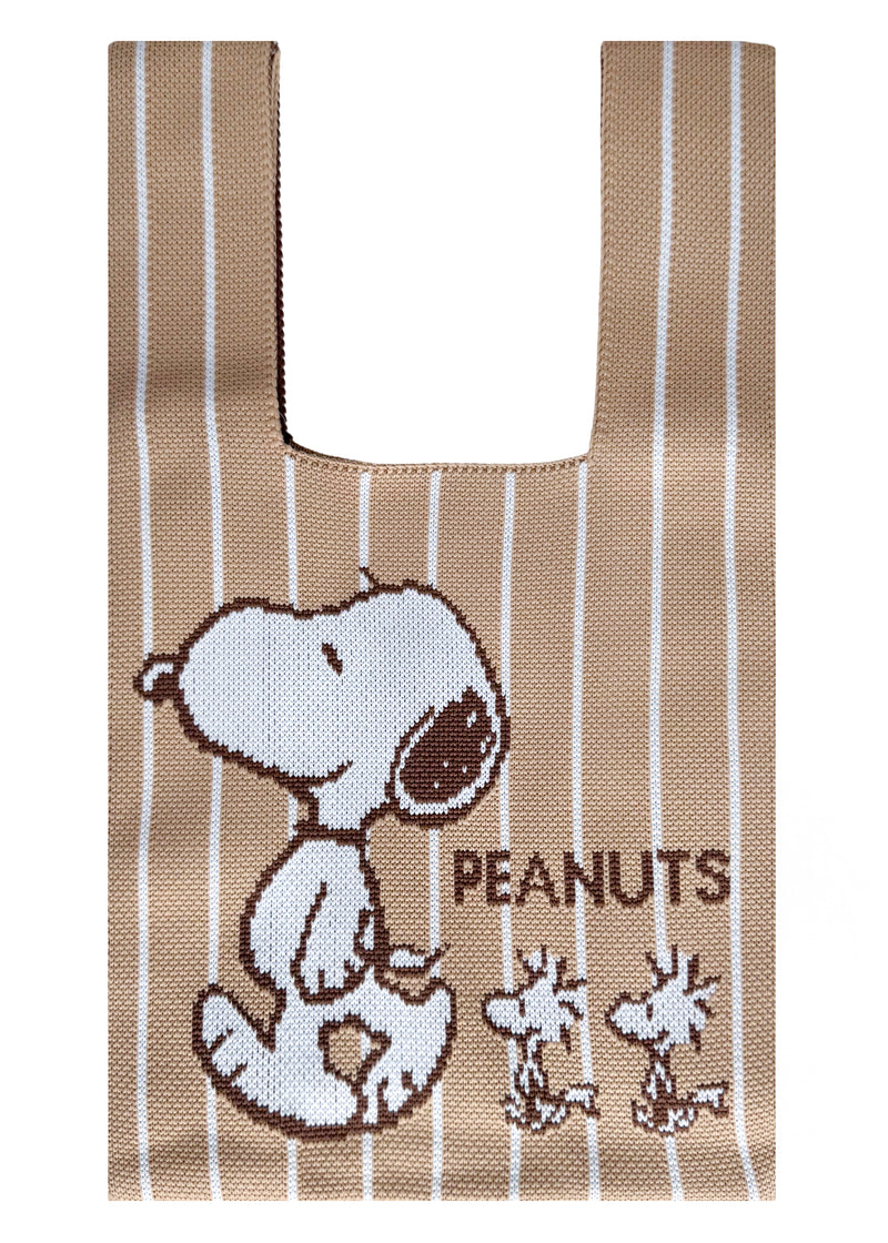 Peanuts Snoopy and Friend Knitted Baggu Brown Mini Tote