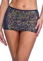 Midnight Glow Black Iridescent Sequin Fishnet Skirt