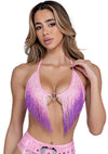 Twilight Mirage Pink Ombre Fringe Top