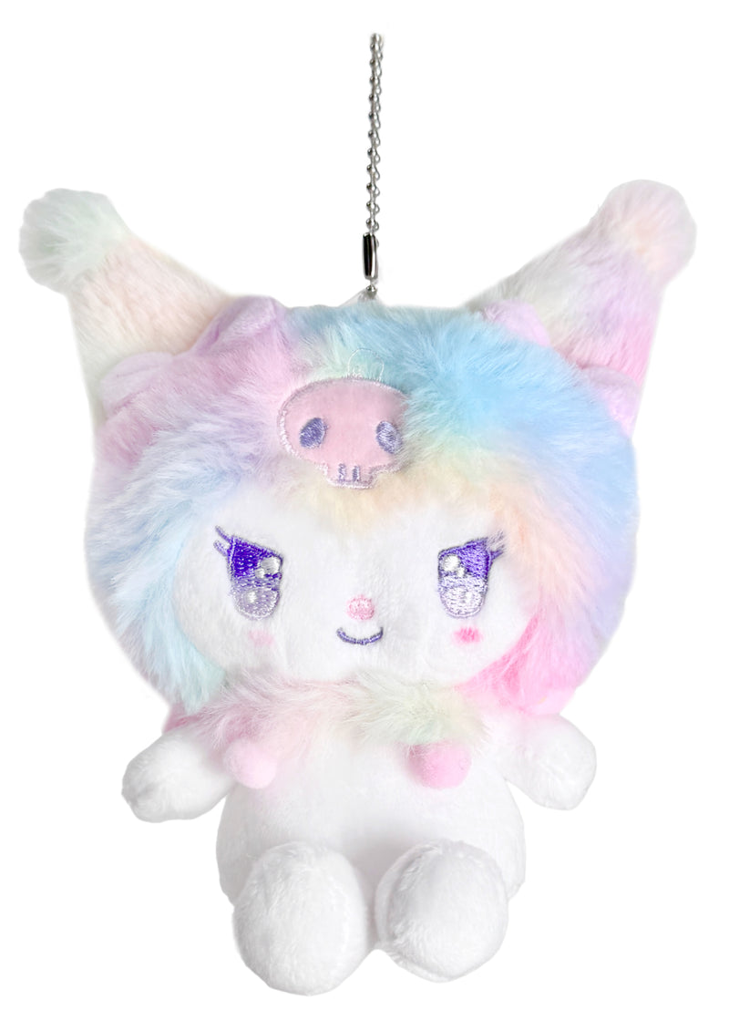 Sanrio Kuromi Pastel Rainbow Plush Ball Chain Mascot Keychain