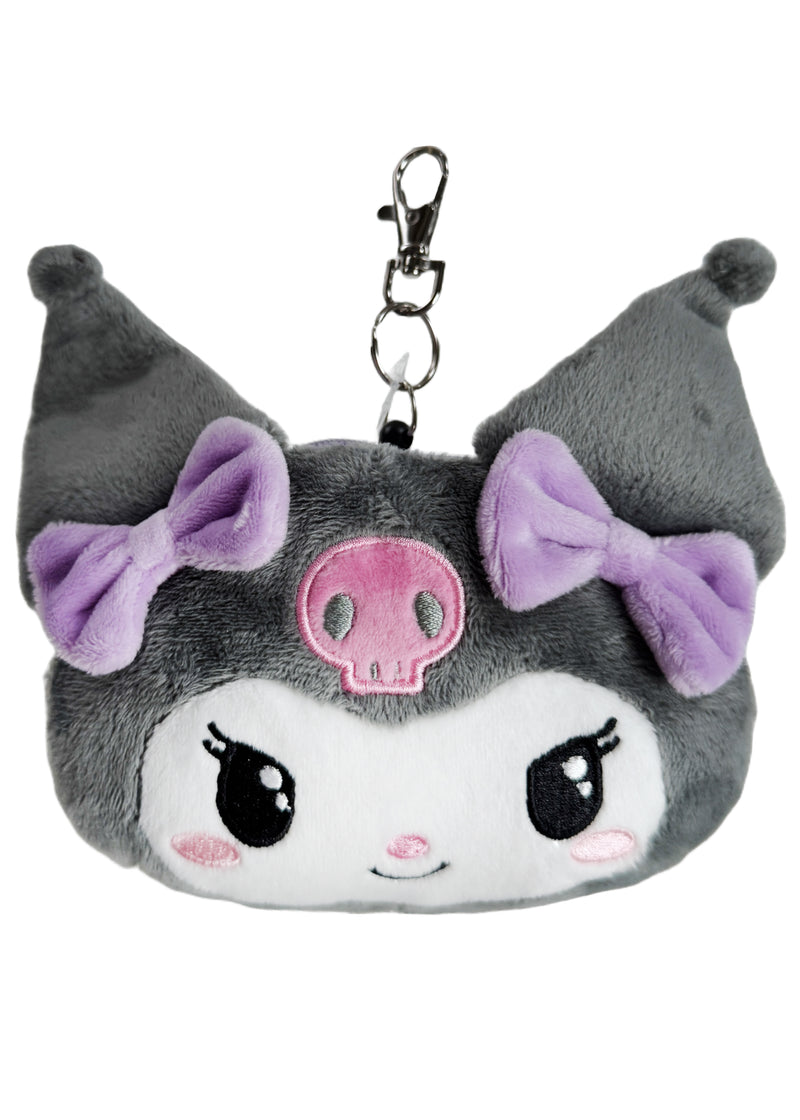 Sanrio Kuromi Face Retractable Cord Pass Holder Plush Mascot