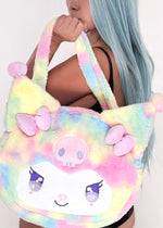 Sanrio Kuromi Pastel Rainbow Anime Eyes Plush Tote