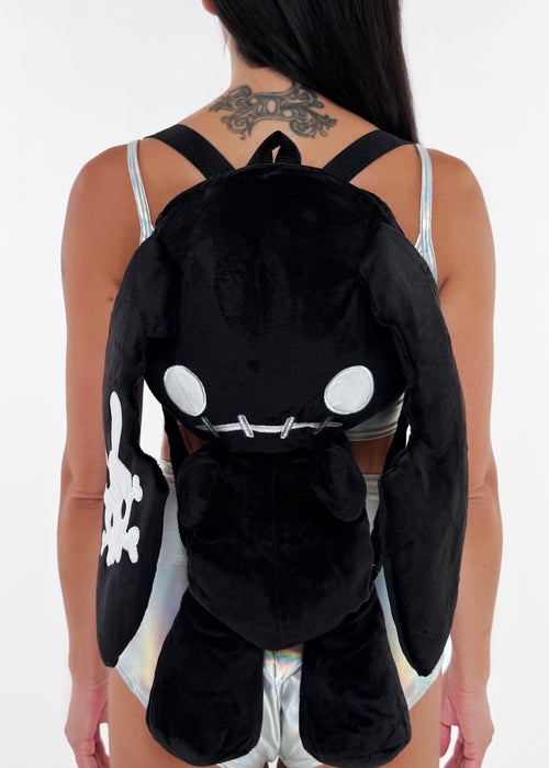 Naughty Bunny Black Plush Backpack