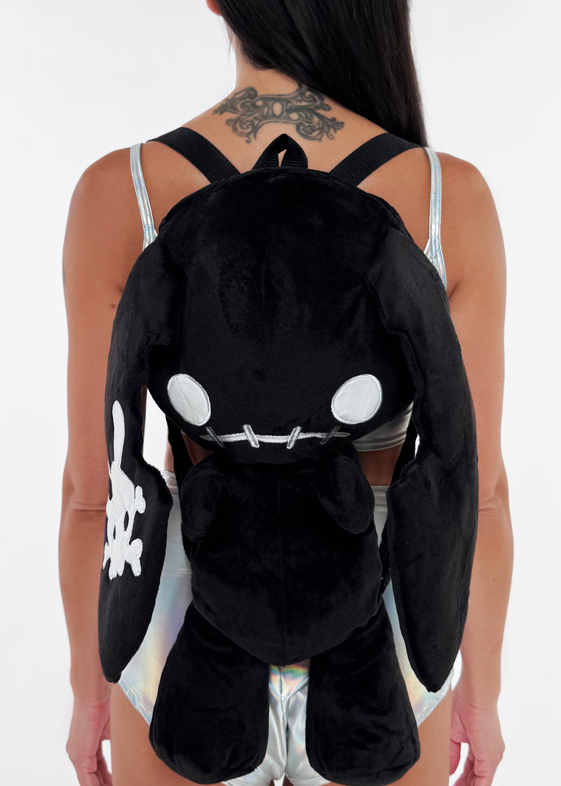 Naughty Bunny Black Plush Backpack