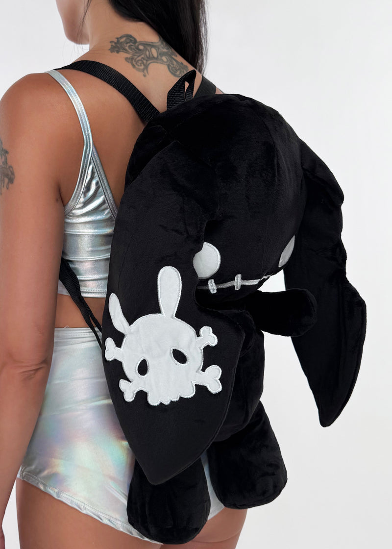 Naughty Bunny Black Plush Backpack