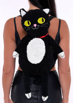Furry Black Cat Plush Backpack