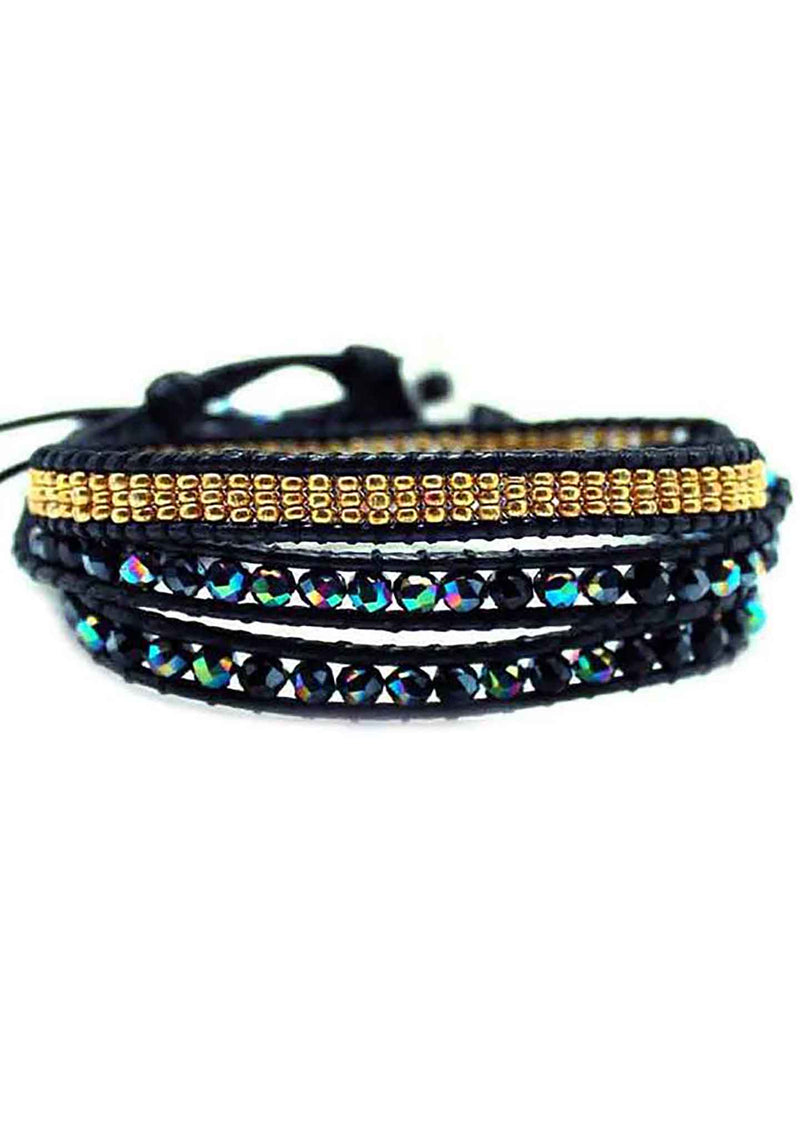 X Katie Soleil Multi Beaded Wrap Bracelet in Peacock