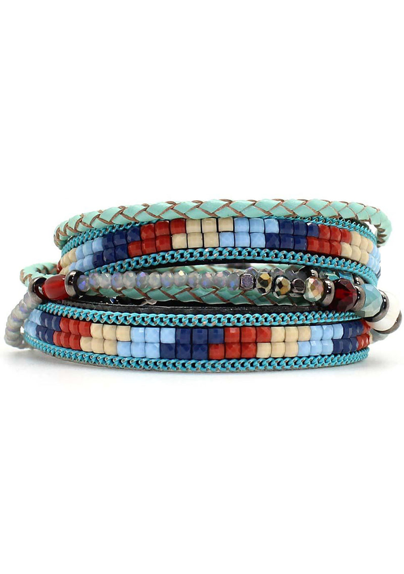 7 LUXE Sioux Beaded Double Wrap Bracelet