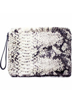 7 LUXE Python Faux Fur Clutch Handbag