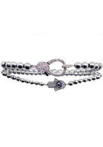 7 LUXE Divine Hamsa Bracelet Set in Silver