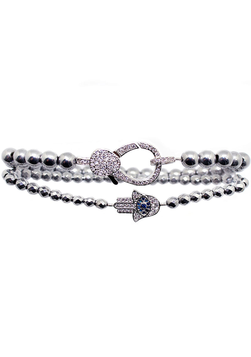 7 LUXE Divine Hamsa Bracelet Set in Silver