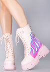 X WTF MTF Sweet Inferno Pink Platform Boots