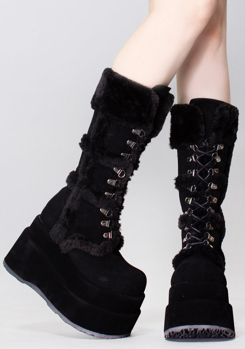 BEAR 202 Furget Me Not Black Platform Boots