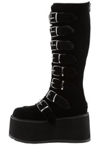 DAMNED 318 Immortality Velvet Black Platform Boots