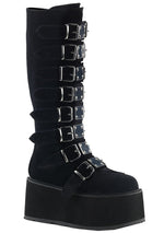 DAMNED 318 Immortality Velvet Black Platform Boots