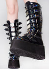 DAMNED 318 Delusional Dream Hologram Black Platform Boots