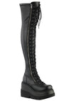 SHAKER 374 Dangerous Conviction Thigh-High Black Platform Boots