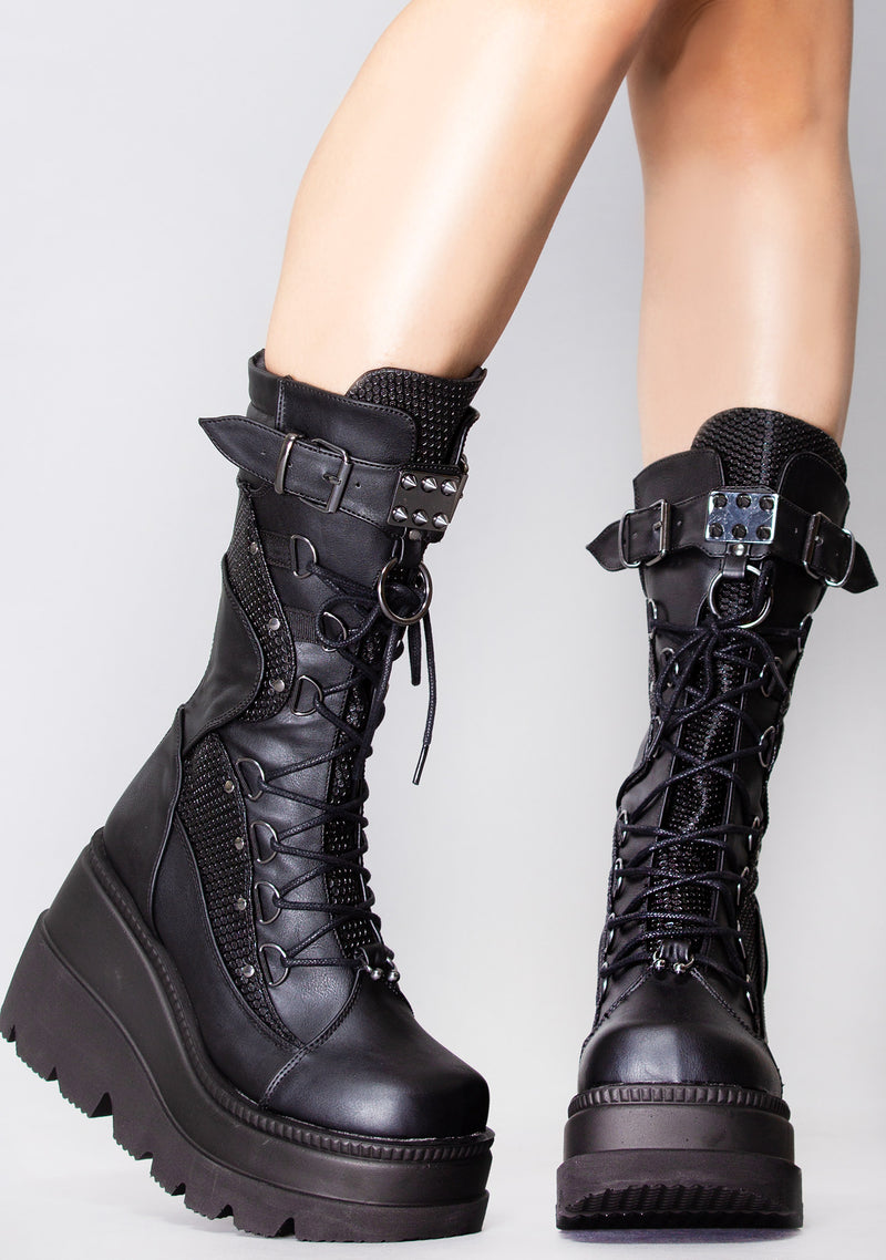 SHAKER 70 Disruptive Behavior Black Platform Boots