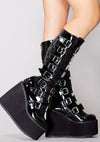 SWING 815 Ultimate Weapon Patent Black Platform Boots