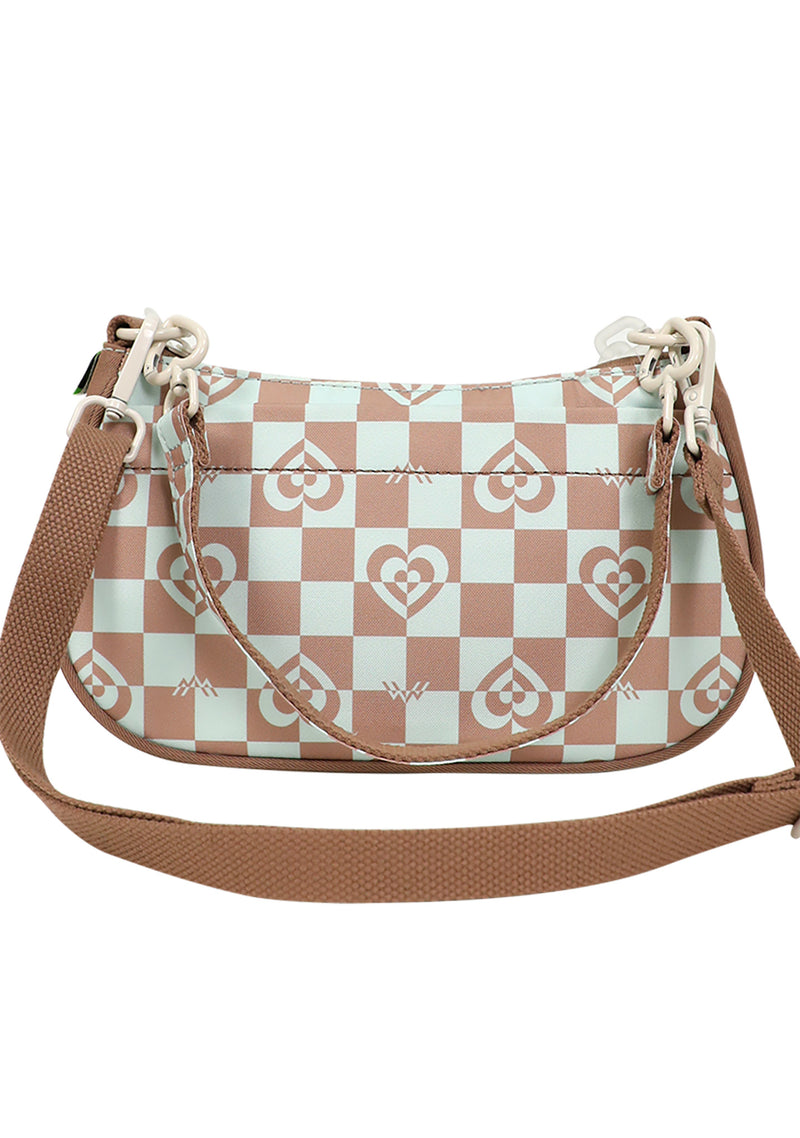 Kaleido Series Priestess Crossbody Bag in Mushroom Checked