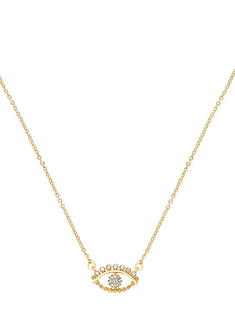 All Knowing Eye Crystal 18k Gold Plated Necklace