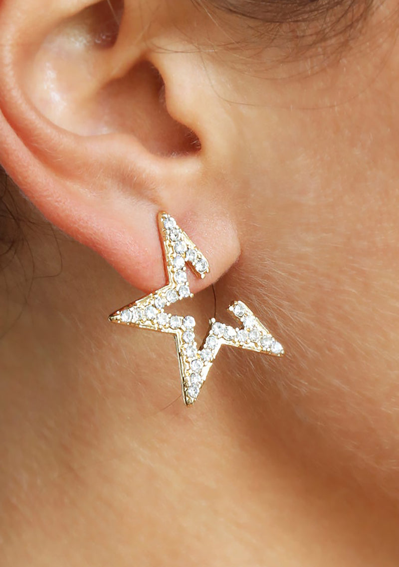 Star Light Crystal Statement Earrings in Gold