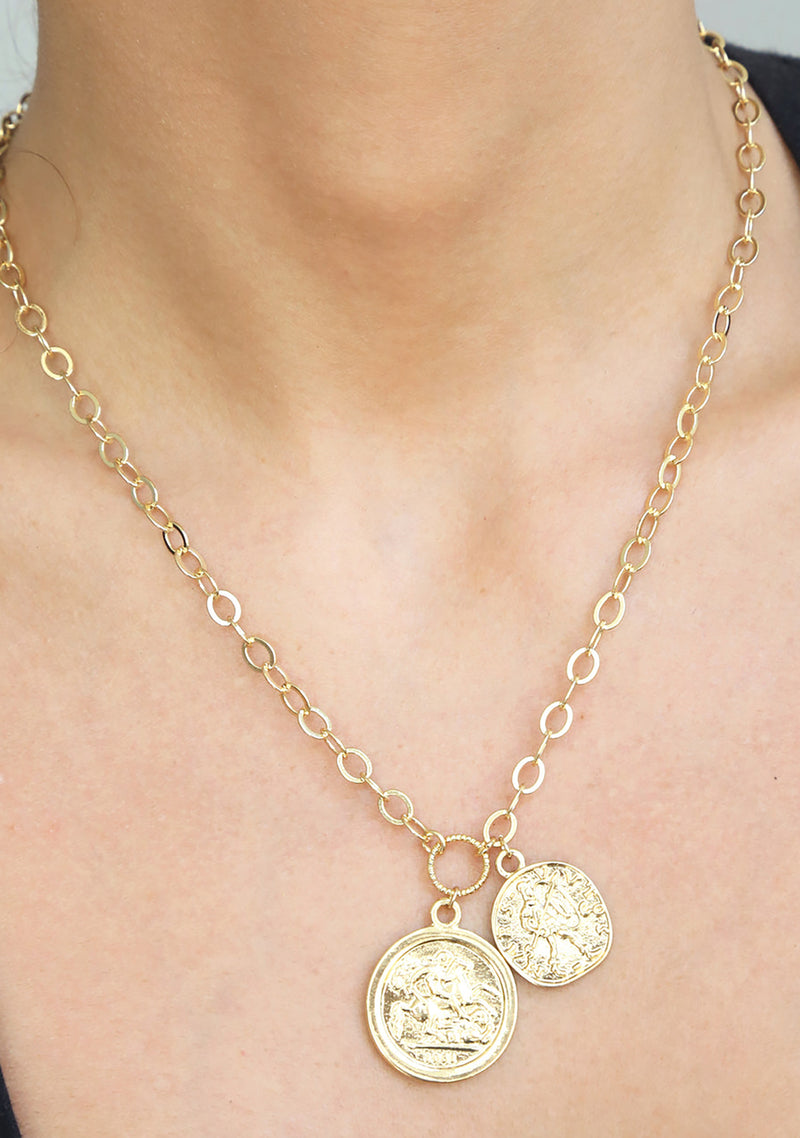 The Adventurer Double Coin Necklace in Gold