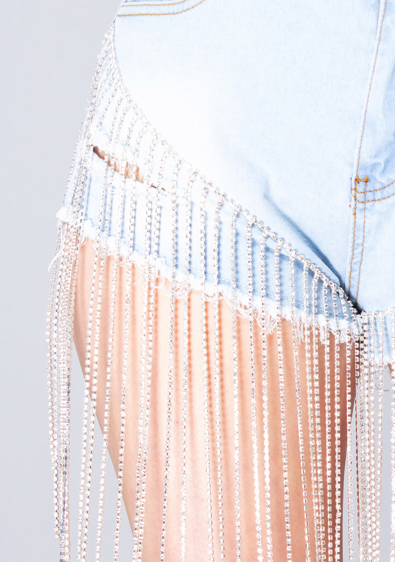 Icy GRL Rhinestone High Waisted Shorts