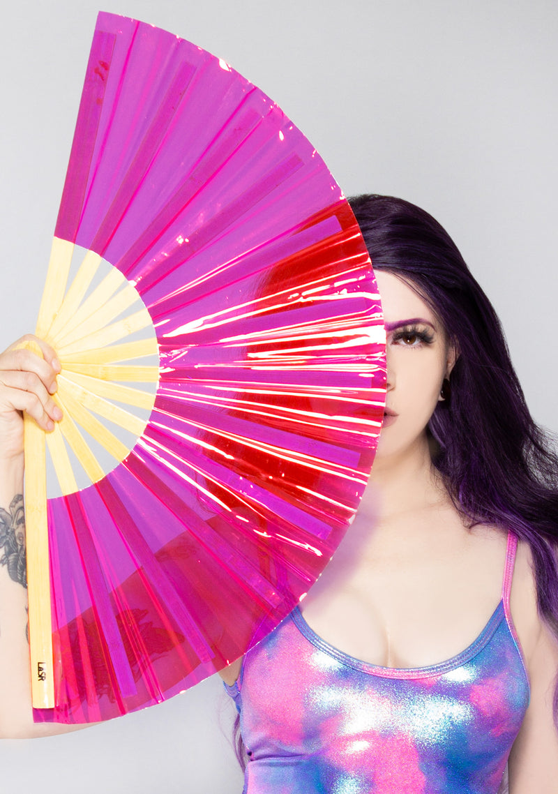 XXXtreme Pink Iridescent Fluid Rave Fan