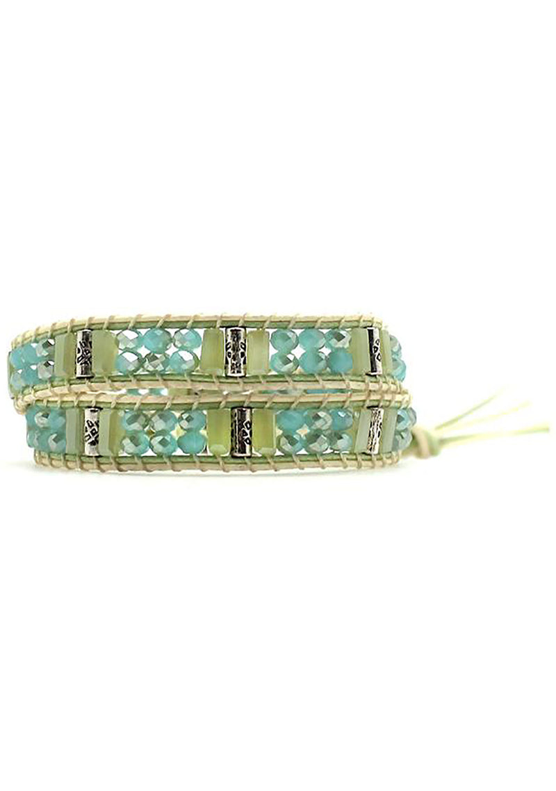 Evergreen Beaded Double Wrap Bracelet