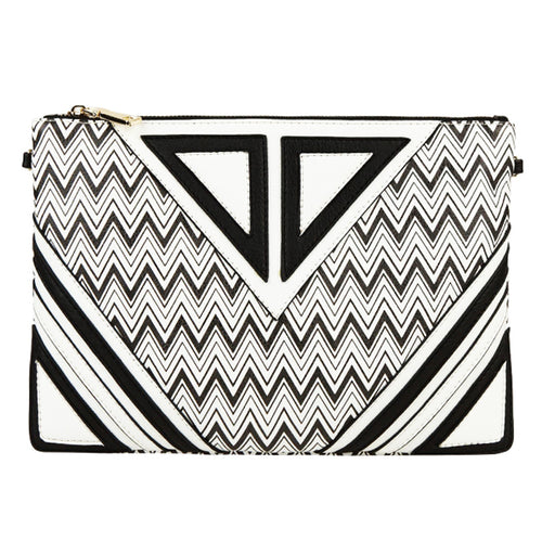 Zoey Geometric Clutch Crossbody Purse in White