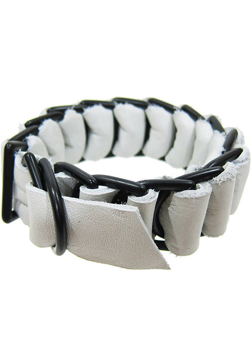 David Galan Military Leather Bracelet in White