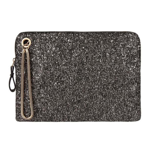 Monroe Glitter Clutch Crossbody Purse in Black