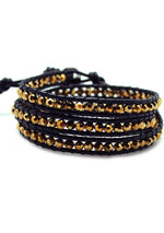 7 LUXE Single Multi Beaded Wrap Bracelet in Bronze