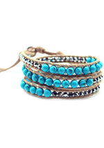 7 LUXE Single Multi Beaded Wrap Bracelet in Turquoise